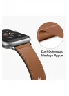 Mey İthalat®  Apple Watch 38mm KR415 Luaz Deri Kordon - Kırmızı