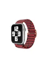 Mey İthalat®  Apple Watch 38mm Star Kordon - Zigzag Kırmızı-Siyah