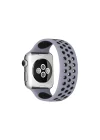 Mey İthalat®  Apple Watch 42mm Ayarlı Delikli Silikon Kordon - Gri-Siyah