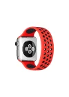 Mey İthalat®  Apple Watch 42mm Ayarlı Delikli Silikon Kordon - Kırmızı-Siyah