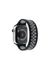 Mey İthalat®  Apple Watch 42mm Ayarlı Delikli Silikon Kordon - Siyah-Gri