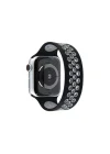 Mey İthalat®  Apple Watch 42mm Ayarlı Delikli Silikon Kordon - Siyah-Gri