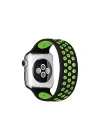 Mey İthalat®  Apple Watch 42mm Ayarlı Delikli Silikon Kordon - Siyah-Yeşil