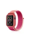 Mey İthalat®  Apple Watch 42mm Hasırlı Cırtcırtlı Kasalı Kordon - Mor
