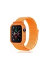 Mey İthalat®  Apple Watch 42mm Hasırlı Cırtcırtlı Kasalı Kordon - Turuncu