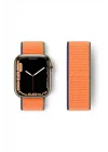 Mey İthalat®  Apple Watch 42mm Hasırlı Cırtcırtlı Kordon - Turuncu
