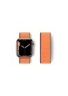 Mey İthalat®  Apple Watch 42mm Hasırlı Cırtcırtlı Kordon - Turuncu