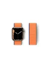Mey İthalat®  Apple Watch 42mm Hasırlı Cırtcırtlı Kordon - Turuncu