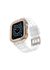 Mey İthalat®  Apple Watch 42mm KR401 Silikon Kordon - Beyaz-Rose