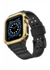 Mey İthalat®  Apple Watch 42mm KR401 Silikon Kordon - Siyah-Gold