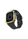 Mey İthalat®  Apple Watch 42mm KR401 Silikon Kordon - Siyah-Gold