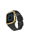 Mey İthalat®  Apple Watch 42mm KR401 Silikon Kordon - Siyah-Gold