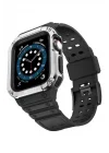 Mey İthalat®  Apple Watch 42mm KR401 Silikon Kordon - Siyah-Gümüş
