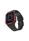 Mey İthalat®  Apple Watch 42mm KR401 Silikon Kordon - Siyah-Kırmızı