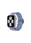 Mey İthalat®  Apple Watch 42mm Star Kordon - Zigzag Beyaz-Mavi