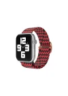 Mey İthalat®  Apple Watch 42mm Star Kordon - Zigzag Kırmızı-Siyah