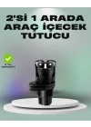 Mey İthalat® Araba Çift Bardak Tutucu 360° Dönebilen İkisi Bir Arada Ayarlanabilir