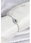 Mey İthalat® Göz Model Zirkon Taşlı Gümüş Renk Asansörlü Su Yolu Bileklik