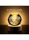 Mey İthalat® Ay Temalı Kristal Küre Gece Lambası LED Aydınlatmalı Premium Dekor