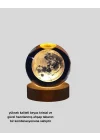 Mey İthalat® Ay Temalı Kristal Küre Gece Lambası LED Aydınlatmalı Premium Dekor