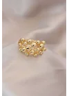 Mey İthalat® Ayarlamalı Gold Renk Metal Bombeli Boluncuk Model Yüzük