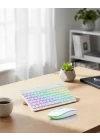 Mey İthalat® Aydınlatmalı Kablosuz Klavye Mouse Seti Bluetooth Bağlantılı Çoklu Cihaz Uyumlu