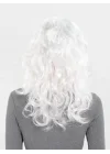 Mey İthalat® Beyaz Renk Kahküllü Dalgalı Uzun Parti Peruğu