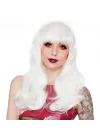 Mey İthalat® Beyaz Renk Kahküllü Dalgalı Uzun Parti Peruğu