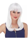 Mey İthalat® Beyaz Renk Uzun Düz Parti Peruğu
