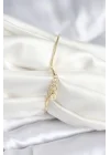 Mey İthalat® Beyaz Sedefli Yonca Model Gold Renk Kadın Bileklik