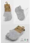 Mey İthalat®   2Li Sneakers Kaymaz Basic Penye Çorap 20103 Gri Beyaz