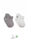 Mey İthalat®   2Li Sneakers Smile Penye Çorap 20106 Gri Ekru