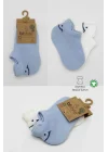 Mey İthalat®   2Li Sneakers Smile Penye Çorap 20106 Mavi Ekru