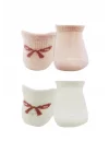 Mey İthalat®   2Li Sneakers Smile Penye Çorap 20106 Pembe Ekru