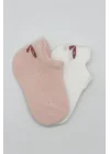 Mey İthalat®   2Li Sneakers Smile Penye Çorap 20106 Pembe Ekru
