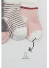 Mey İthalat®   3Lü Penye Kız Soket Çorap 10112 Gri