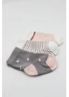 Mey İthalat®   3Lü Penye Kız Soket Çorap 10112 Gri