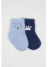Mey İthalat®   2Li Bear Penye Soket Çorap 10116 Mavi