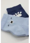 Mey İthalat®   2Li Bear Penye Soket Çorap 10116 Mavi