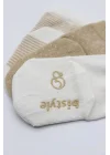 Mey İthalat®  Puanlı Kaymaz Penye Soket Çorap 3Lü BS10108 Bej