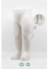 Mey İthalat®   Tekli Ekose Kabartma Penye Külotlu Çorap BS50105 Ekru