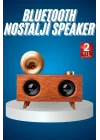 Mey İthalat® Bluetooth Nostalji Speaker Radyo Gramofon Ahşap Renk Vintage