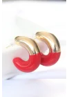 Mey İthalat® CCB Kırmızı Gold Çift Renk Küpe