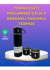 Mey İthalat® Çelik Termos Bardak Seti | 500 ml Kapasite, Kaymaz Taban, Hediye Kutulu