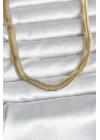 Mey İthalat® CM 14K Gold Renk Kalın Yassı Yılan Zincir Model 45 cm Kadın Kolye