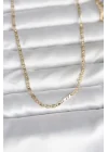 Mey İthalat® CM 14K Gold Renk Yassı Zincir Model 60 cm Kadın Kolye