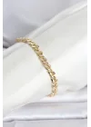 Mey İthalat® CM 14K Gold Renk Yassı Zincir Model Kadın Bileklik