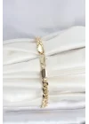 Mey İthalat® CM 14K Gold Renk Yassı Zincir Model Kadın Bileklik