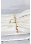 Mey İthalat® CM 14K Gold Renk Yonca Model Kadın Bileklik