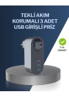 Mey İthalat® Çocuk Korumalı Termal Priz – 3lü USB Şarj ve Akım Koruması